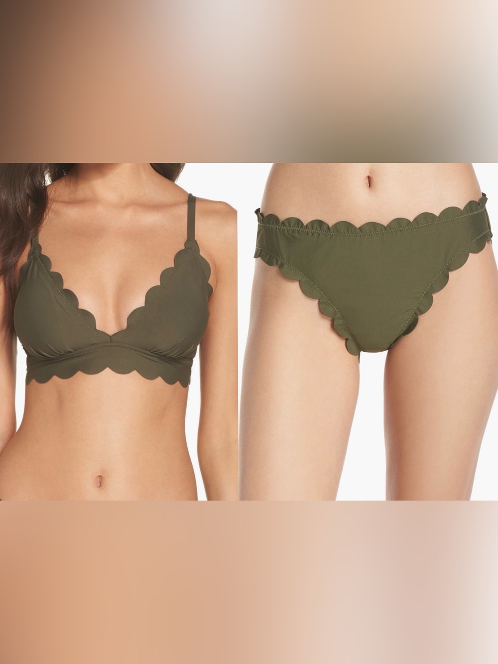 Chelsea28 Olive Scalloped Triangle Bikini Set